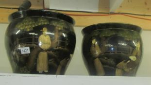 Two large ceramic Chinese style planters. COLLECT ONLY.