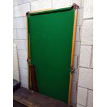 A 6 x 3 snooker table, no balls, with a Riley Steve Davis cue in case, COLLECT ONLY