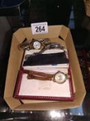 A ladies marcasite watch and 2 others