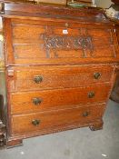 An oak bureau, COLLECT ONLY.