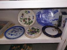 A quantity of plates, blue and white one a/f