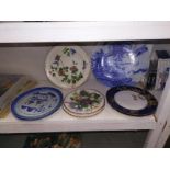 A quantity of plates, blue and white one a/f