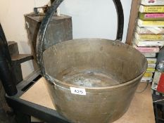 A large brass heavy jam pan, COLLECT ONLY