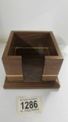 A David Linley 'Post-It' holder in walnut and sycamore, marked Linley.