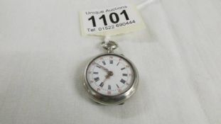 A French silver fob watch.