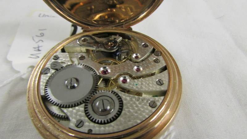 A gold plated full hunter pocket watch marked Dennison Watch Case Co., Ltd., In working order. - Image 5 of 5
