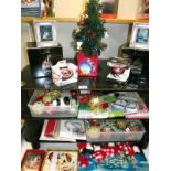 A quantity of Christmas decorations including Disney, plus cards, letters to Santa etc COLLECT ONLY