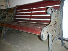 A metal and wood garden bench, COLLECT ONLY,.