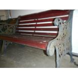 A metal and wood garden bench, COLLECT ONLY,.