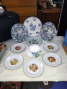 A pair of Tasmanian stoneware plates & Bavarian fruit plates etc.