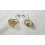 Two 9ct gold rings, sizes S and Y, 6 grams.