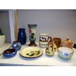 A quantity of studio pottery items including Torquay ware