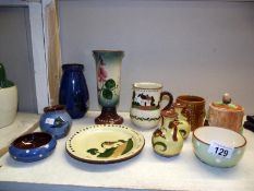 A quantity of studio pottery items including Torquay ware