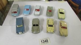 Nine 1950/60's Dinky toys, in original paint.