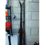 A pair of vintage ski's & poles, COLLECT ONLY