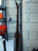 A pair of vintage ski's & poles, COLLECT ONLY