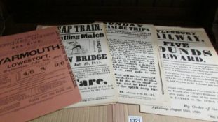 A folder/folio of 24 x railway posters/notices published circa 1960's plus 8 cricket related prints.