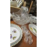 An ornate crystal basket and 6 Royal Doulton Reflection coasters. COLLECT ONLY.