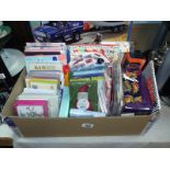 A box of various celebratory cards, napkins, etc all new