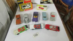 A quantity of mainly 1970's Dinky toys including boxed 218 Lotus Europa, 221 Corvette Stingray etc.,