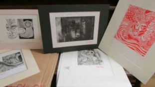 Eddie Bianchi (1975-1995) A portfolio/folder of modernist abstract etchings, linocut, block prints