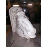 A large white glazed pottery horses head wall bracket, top 16cm x 28.5cm, height 26cm