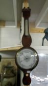 A mahogany banjo barometer. COLLECT ONLY.