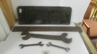 A B Edlington & Co., Gainsborough cast iron sign, A Gainsborough sign and 3 Gainsborough spanners