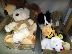 2 boxes of soft toys including a fabulously cuddly large teddy bear