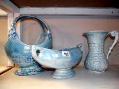 Arthur Wood and Price Bros blue pottery plates and jugs