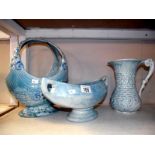 Arthur Wood and Price Bros blue pottery plates and jugs