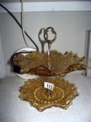 A vintage amber glass 2 tier cake stand