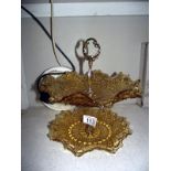 A vintage amber glass 2 tier cake stand