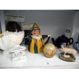 A mixed lot including Tetley teapot, Mr Punch teapot etc