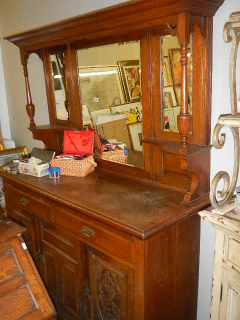 A large mahogany mirror backed sideboard. COLLECT ONLY.