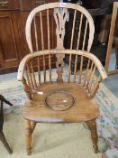 A Victorian elm kitchen chair with hole for chamber pot. COLLECT ONLY.