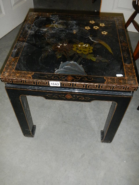 A Chinese square painted side table. COLLECT ONLY.