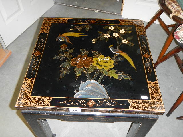 A Chinese square painted side table. COLLECT ONLY. - Image 2 of 2