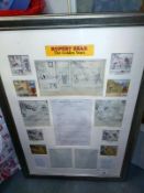 A Rupert The Bear Golden Years framed & glazed collage including letters/pictures etc. with
