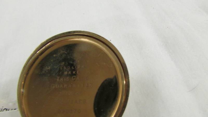 A gold plated full hunter pocket watch marked Dennison Watch Case Co., Ltd., In working order. - Image 4 of 5