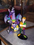 2 Disney Britto figurines including Peter Pan Maleficent Dragon