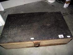 An old wooden tool box and contents