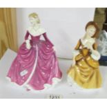 Two Royal Doulton figurines, Belle HN4235 and Sandra HN2275.