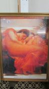 A gilt framed and perspex glazed print entitled 'Flaming June' Frederick Lord Leighton. 86 x 66 cm.