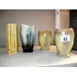 A Sylvac bamboo vase, pair of vases and 1 other (all Sylvac)