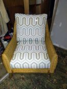 A wicker chair with cushions, COLLECT ONLY