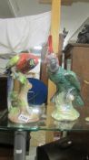 Two brightly coloured ceramic parrots. COLLECT ONLY.