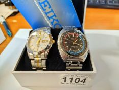 A Seiko Sapphire water resistant 100m gent's wrist watch and another Seiko wrist watch.