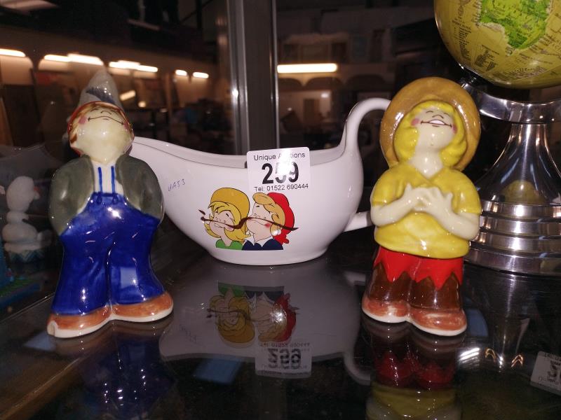 Wade Bisto kids salt and pepper pots and a Carlton Ware gravy boat
