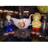 Wade Bisto kids salt and pepper pots and a Carlton Ware gravy boat